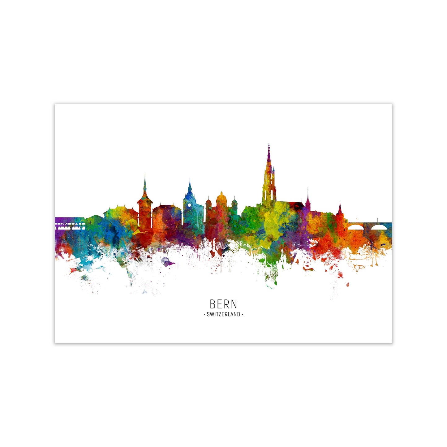 Bern Switzerland Skyline Art Print by Michael Tompsett Print Only