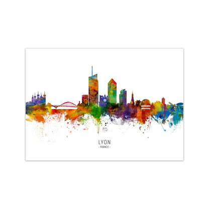 Lyon France Skyline Art Print by Michael Tompsett Print Only