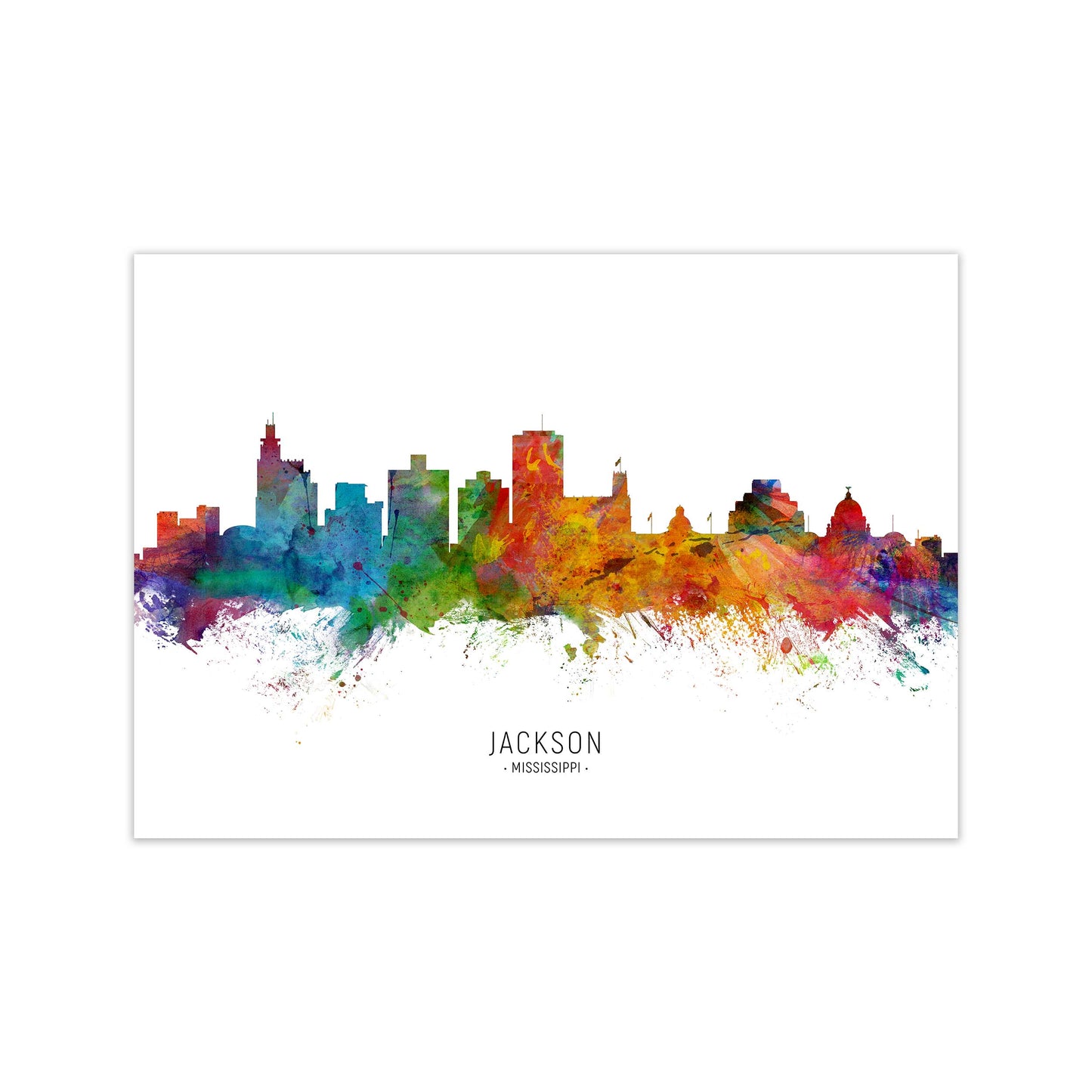 Jackson Mississippi Skyline Art Print by Michael Tompsett Print Only