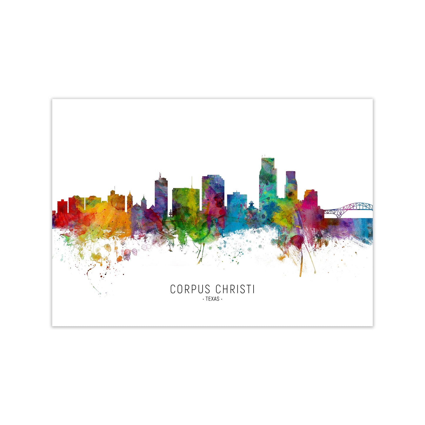 Corpus Christi Texas Skyline Art Print by Michael Tompsett Print Only