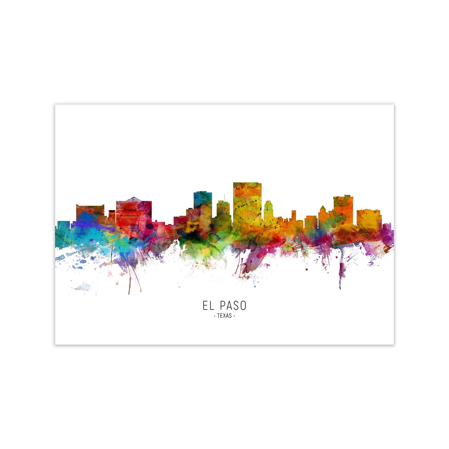 El Paso Texas Skyline Art Print by Michael Tompsett Print Only