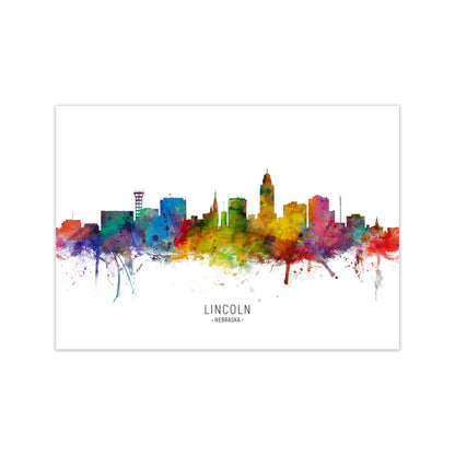 Lincoln Nebraska Skyline Art Print by Michael Tompsett Print Only