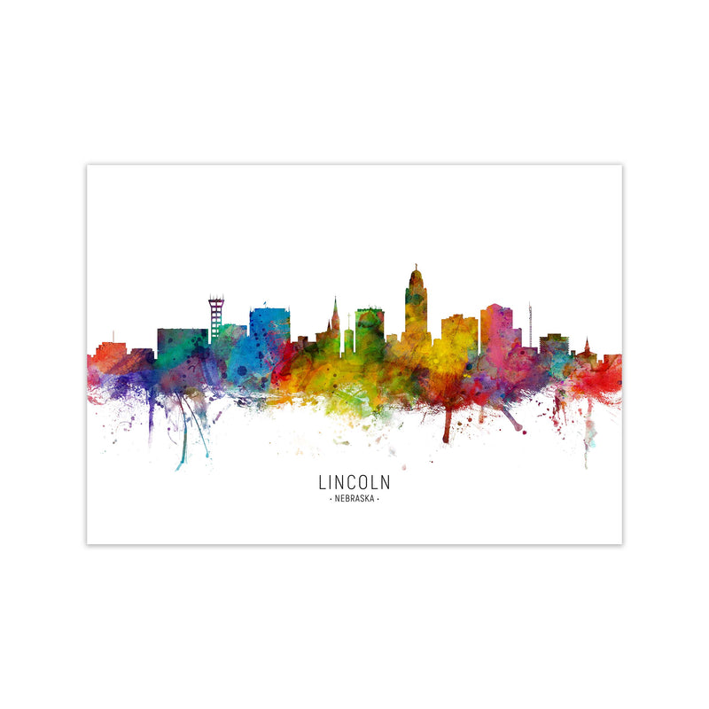 Lincoln Nebraska Skyline Art Print by Michael Tompsett Print Only