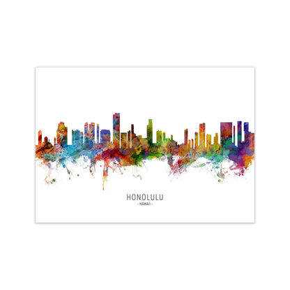 Honolulu Hawaii Skyline Art Print by Michael Tompsett Print Only