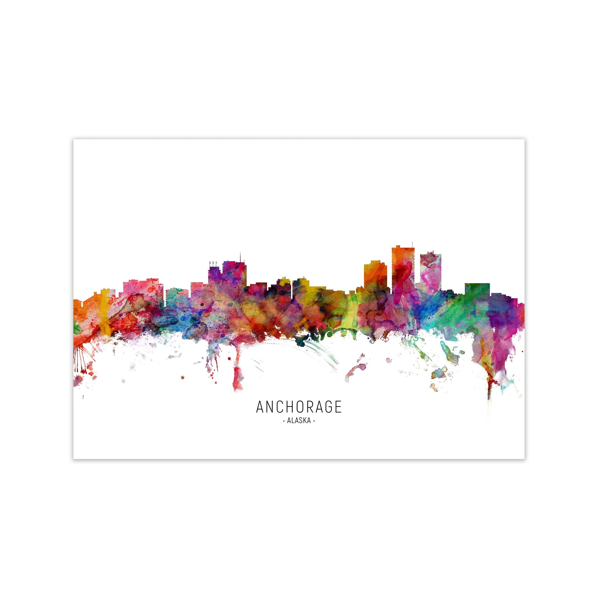 Anchorage Alaska Skyline Art Print by Michael Tompsett Print Only