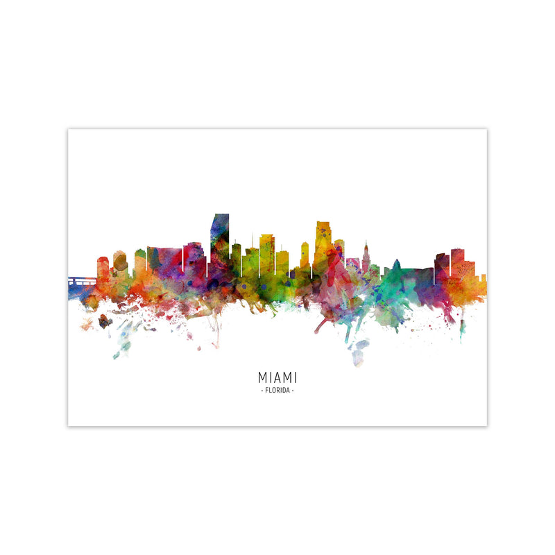 Miami Florida Skyline Art Print by Michael Tompsett Print Only
