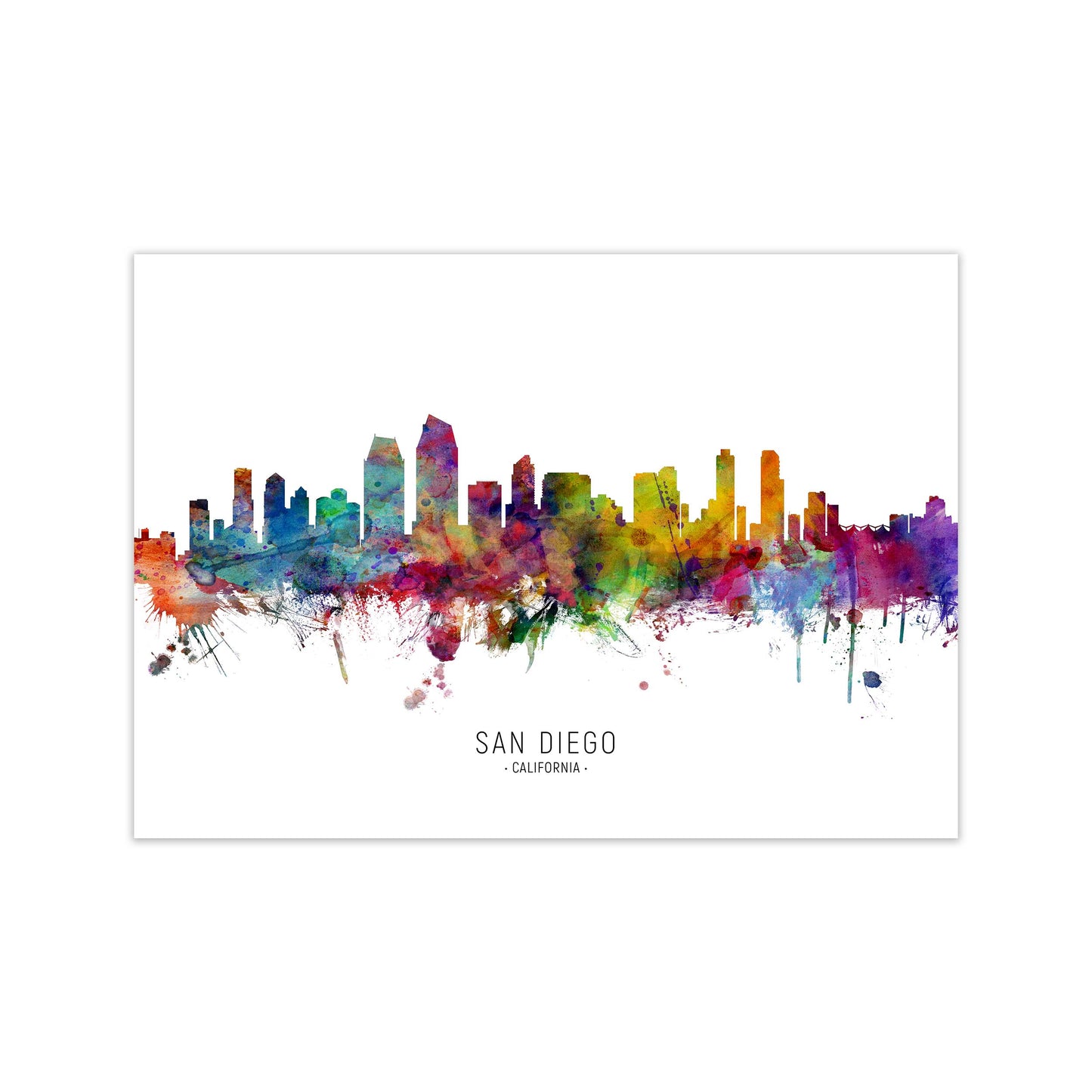 San Diego California Skyline Art Print by Michael Tompsett Print Only