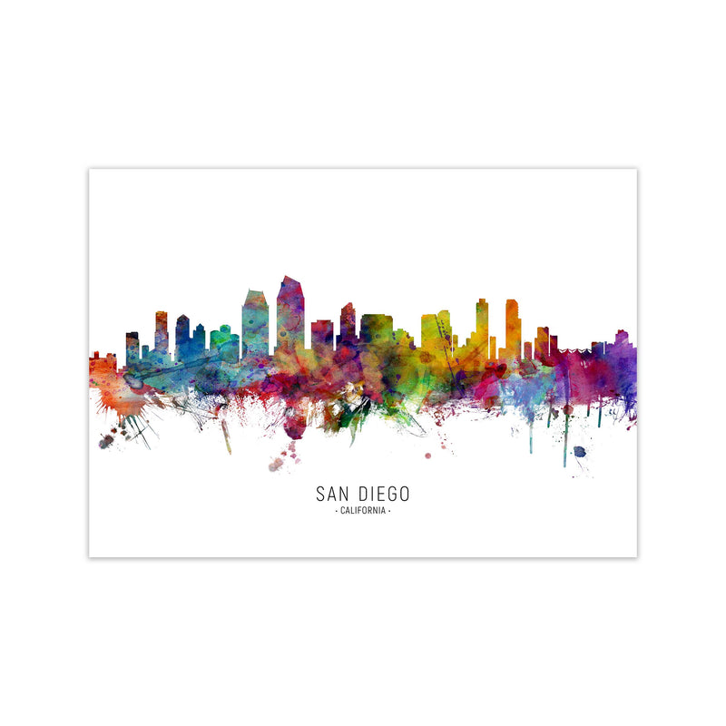 San Diego California Skyline Art Print by Michael Tompsett Print Only