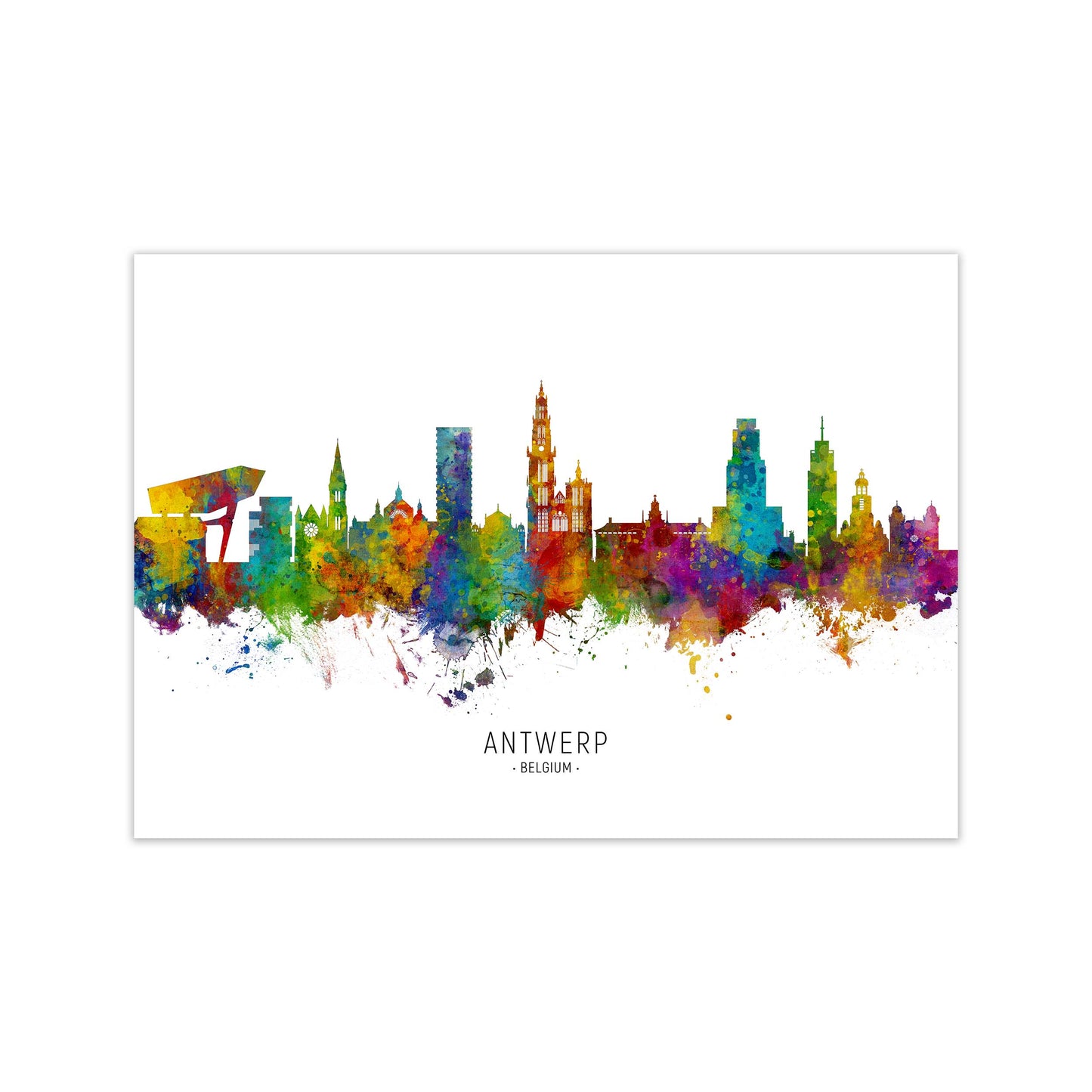 Antwerp Belgium Skyline Art Print by Michael Tompsett Print Only