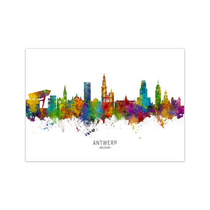 Antwerp Belgium Skyline Art Print by Michael Tompsett Print Only