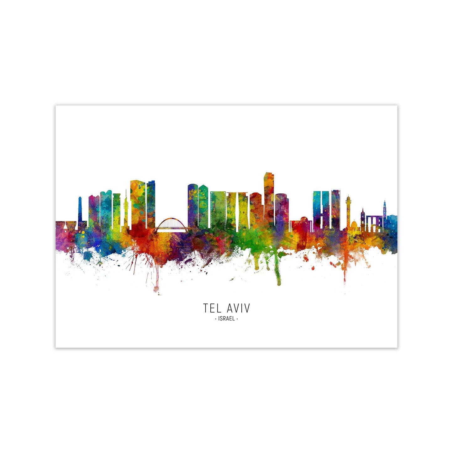 Tel Aviv Israel Skyline Art Print by Michael Tompsett Print Only