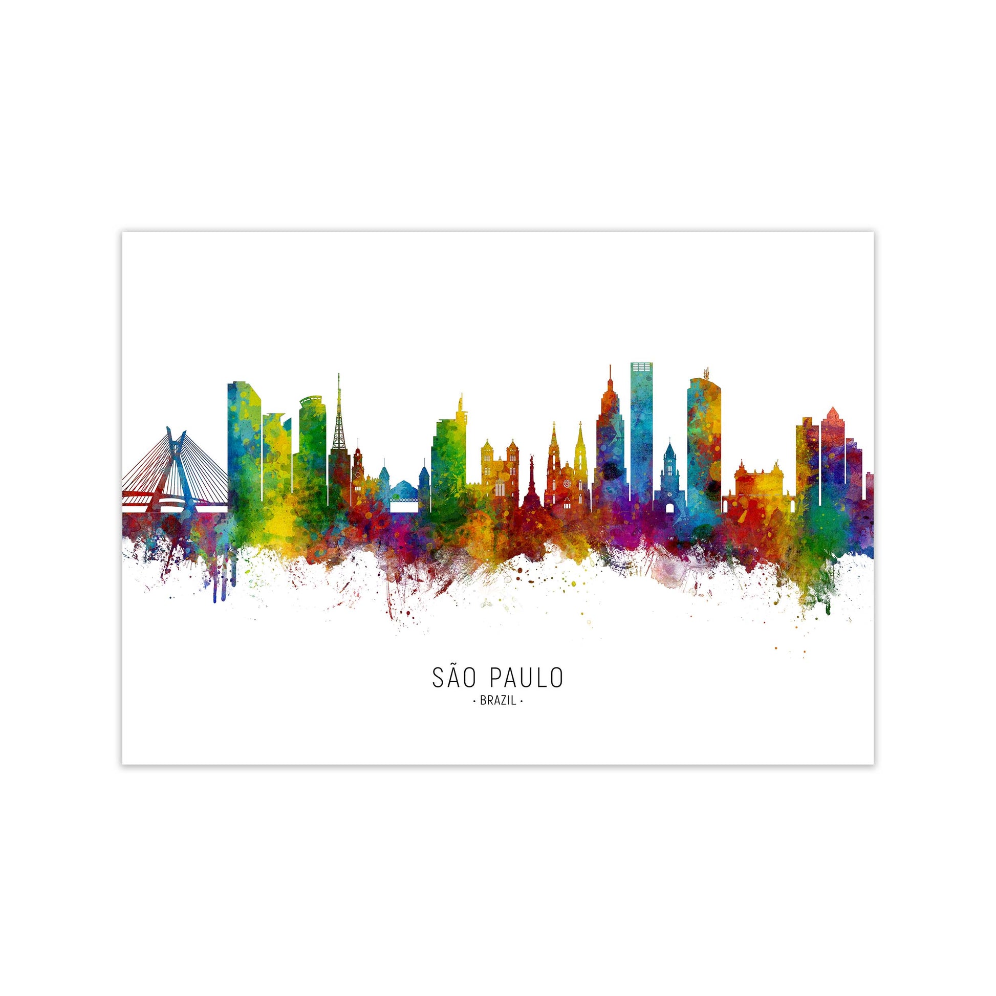 Sao Paulo Brazil Skyline Art Print by Michael Tompsett Print Only