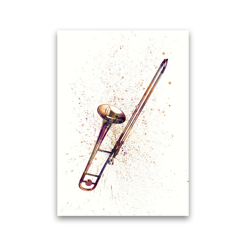 Trombone Watercolour Art Print by Michael Tompsett Print Only