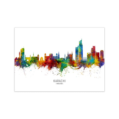 Karachi Pakistan Skyline Art Print by Michael Tompsett Print Only
