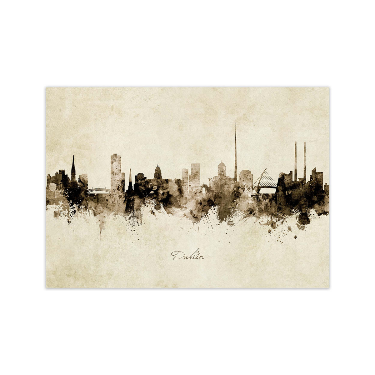 Dublin Ireland Skyline Vintage  Art Print by Michael Tompsett Print Only