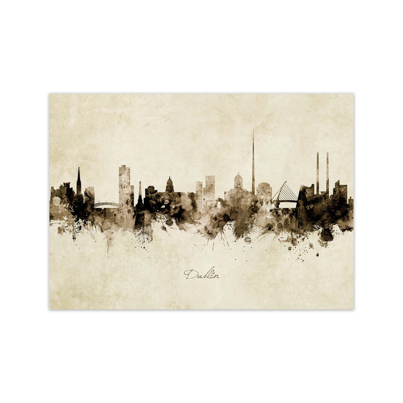 Dublin Ireland Skyline Vintage  Art Print by Michael Tompsett Print Only