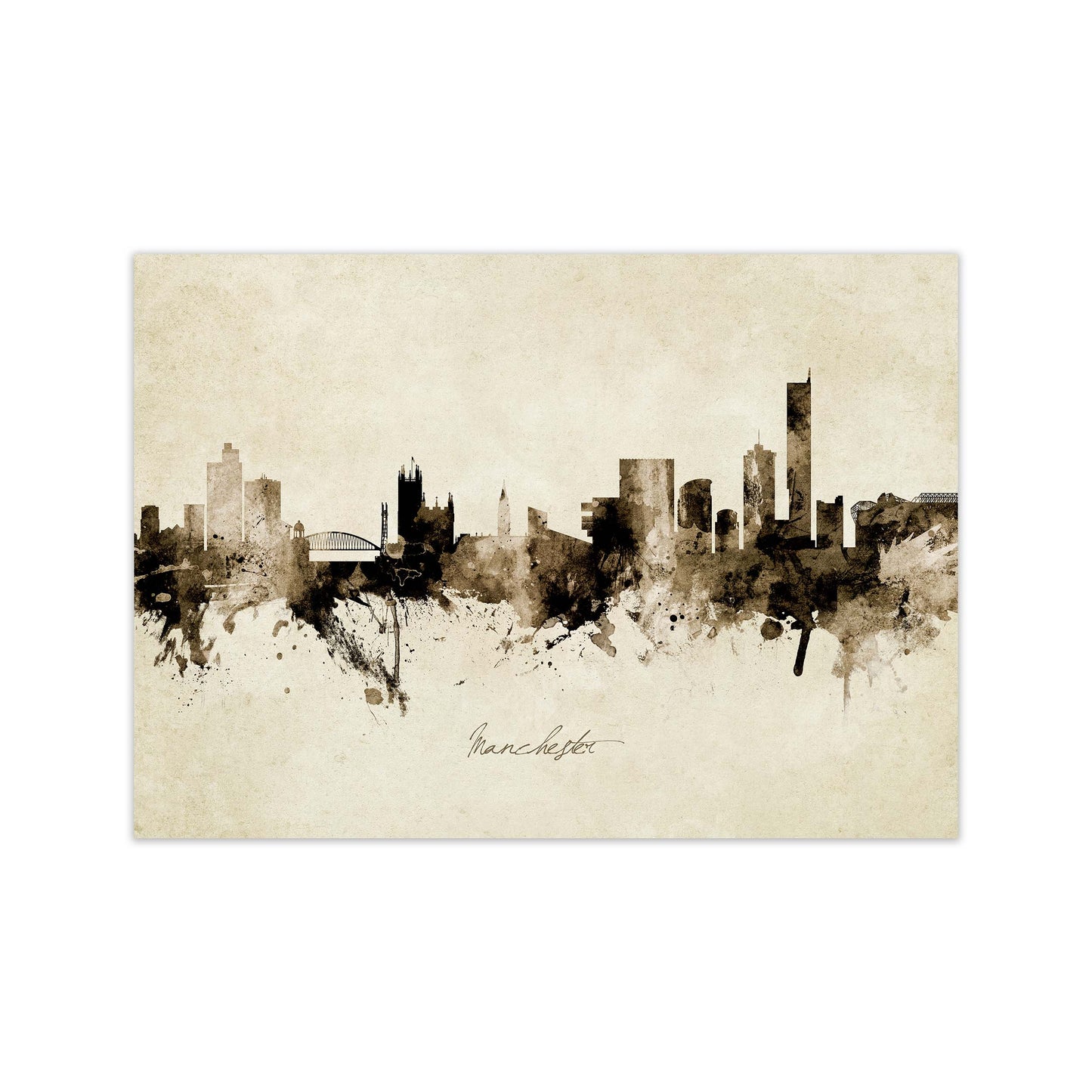 Manchester England Skyline Vintage Print by Michael Tompsett Print Only
