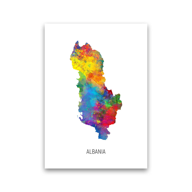 Albania Watercolour Map Art Print by Michael Tompsett Print Only