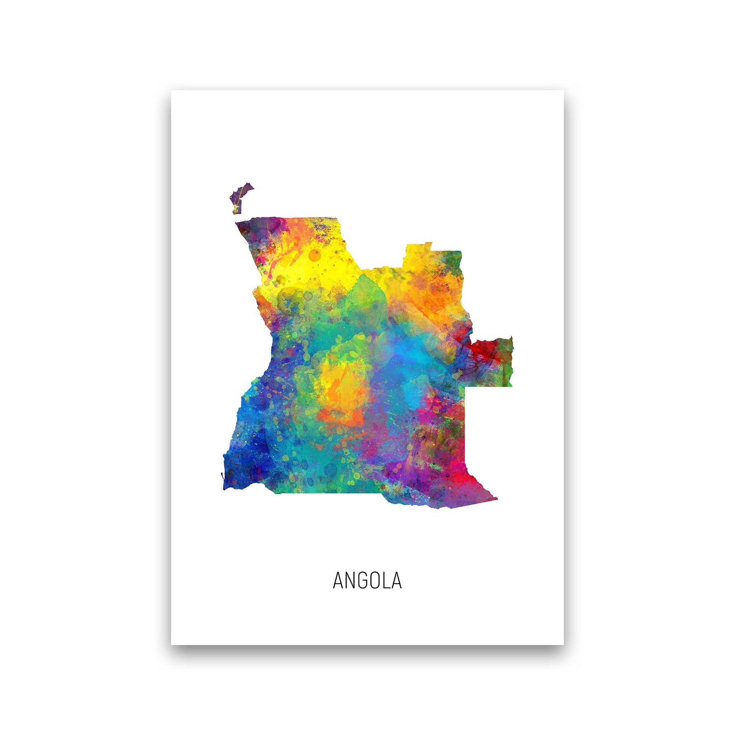 Angola Watercolour Map Art Print by Michael Tompsett Print Only