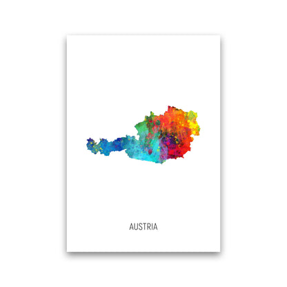 Austria Watercolour Map Art Print by Michael Tompsett Print Only