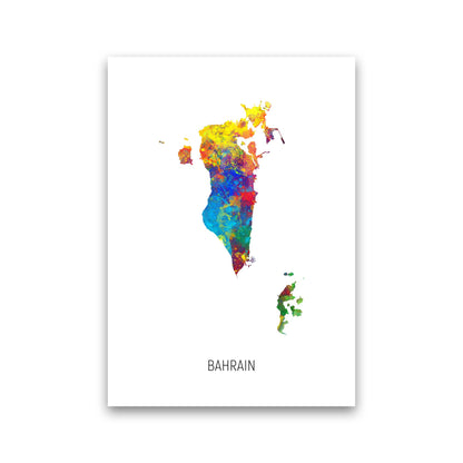 Bahrain Watercolour Map Art Print by Michael Tompsett Print Only