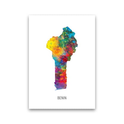 Benin Watercolour Map Art Print by Michael Tompsett Print Only
