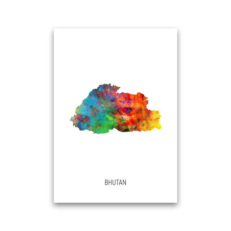 Bhutan Watercolour Map Art Print by Michael Tompsett Print Only