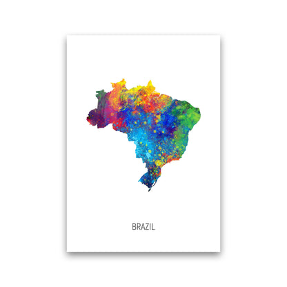 Brazil Watercolour Map Art Print by Michael Tompsett Print Only