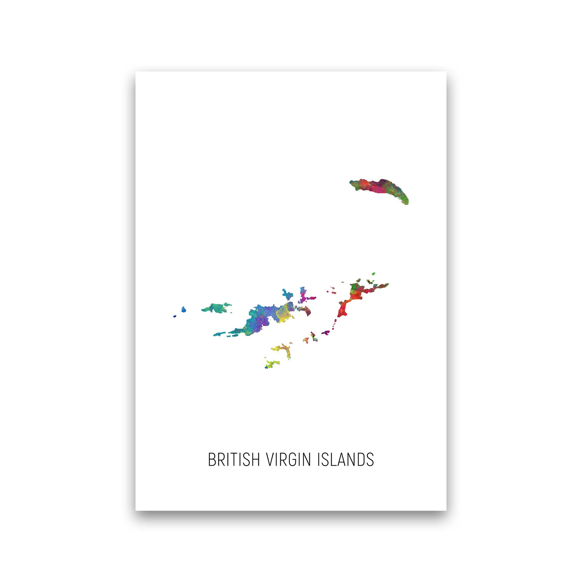British Virgin Islands Watercolour Map  by Michael Tompsett Print Only