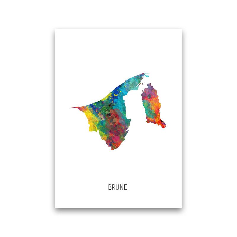 Brunei Watercolour Map Art Print by Michael Tompsett Print Only