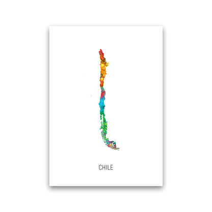 Chile Watercolour Map Art Print by Michael Tompsett Print Only