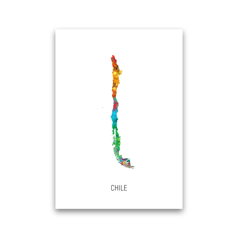 Chile Watercolour Map Art Print by Michael Tompsett Print Only