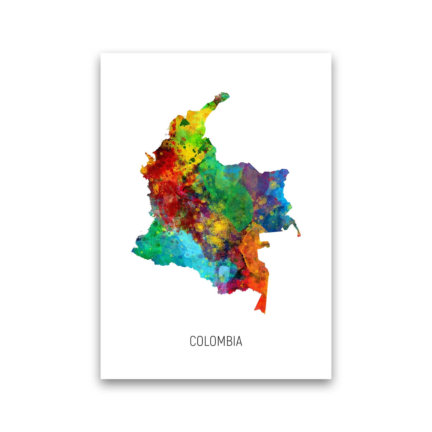 Colombia Watercolour Map Art Print by Michael Tompsett Print Only