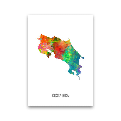 Costa Rica Watercolour Map Art Print by Michael Tompsett Print Only