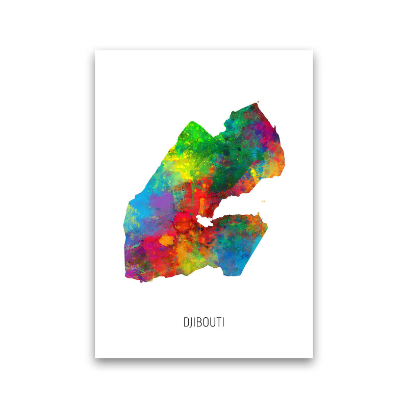 Djibouti Watercolour Map Art Print by Michael Tompsett Print Only