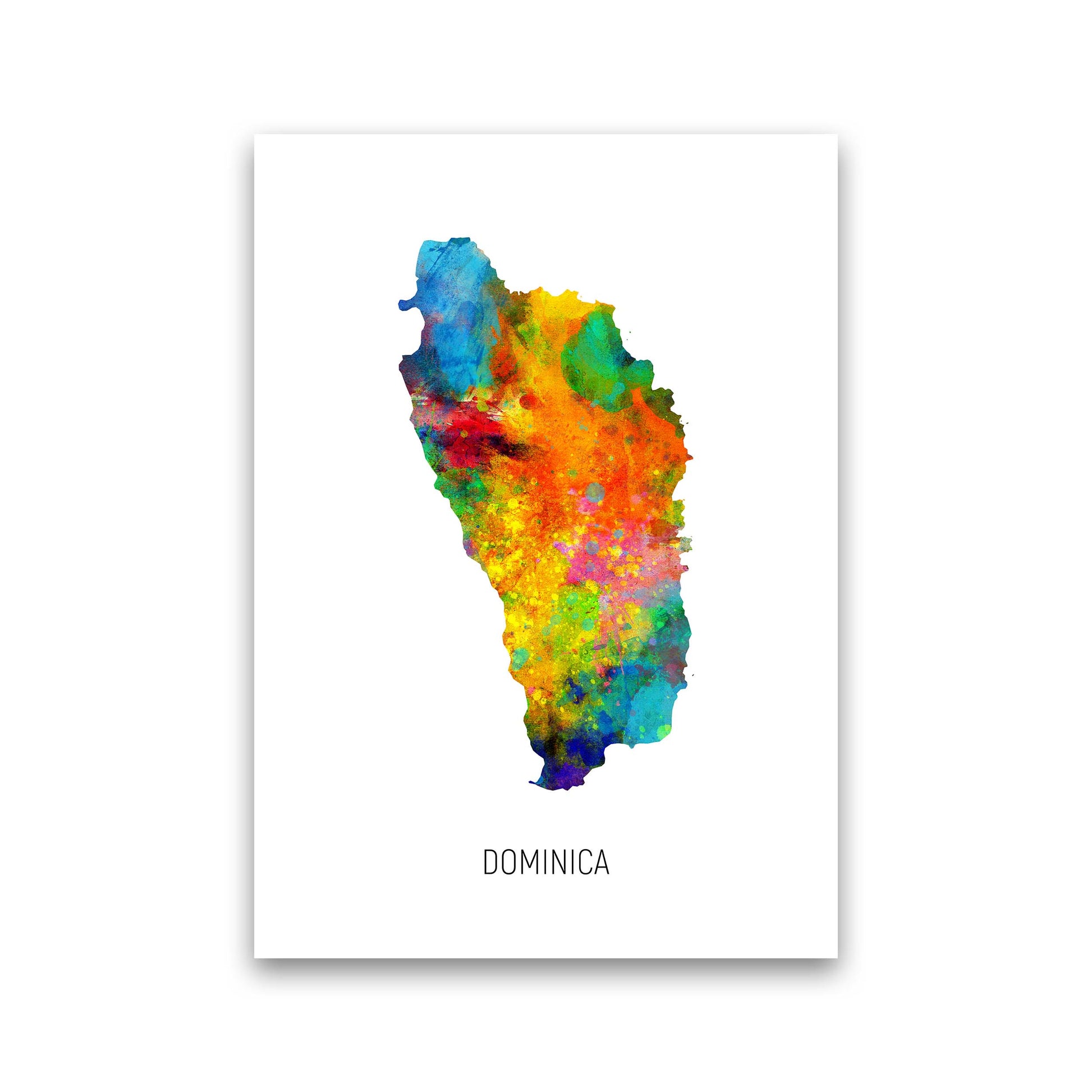 Dominica Watercolour Map Art Print by Michael Tompsett Print Only