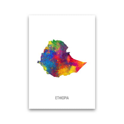 Ethiopia Watercolour Map Art Print by Michael Tompsett Print Only