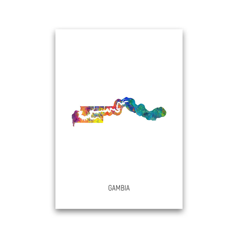 Gambia Watercolour Map Art Print by Michael Tompsett Print Only