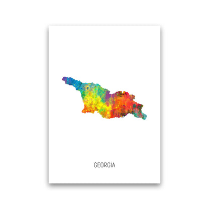 Georgia Watercolour Map Art Print by Michael Tompsett Print Only