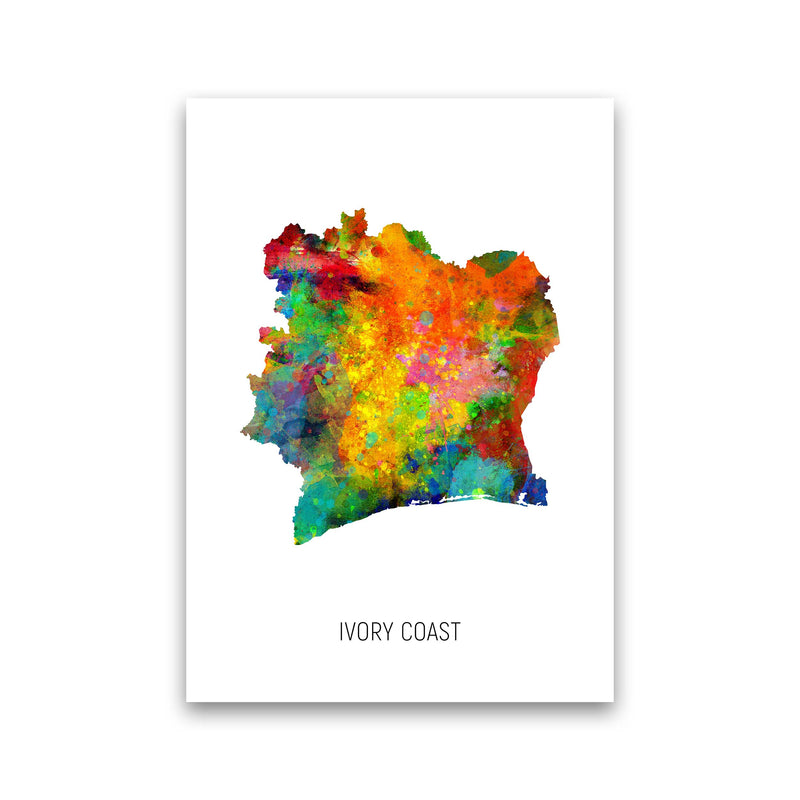 Ivory Coast Watercolour Map Art Print by Michael Tompsett Print Only