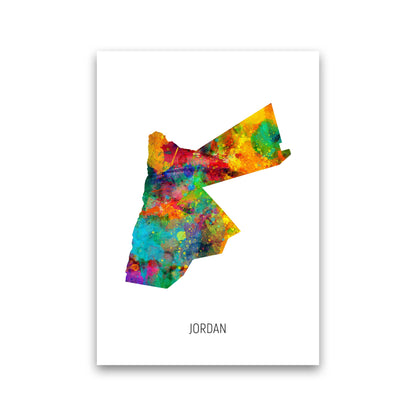Jordan Watercolour Map Art Print by Michael Tompsett Print Only