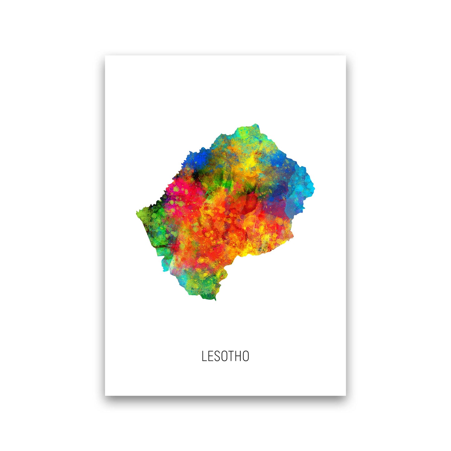 Lesotho Watercolour Map Art Print by Michael Tompsett Print Only