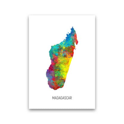 Madagascar Watercolour Map Art Print by Michael Tompsett Print Only