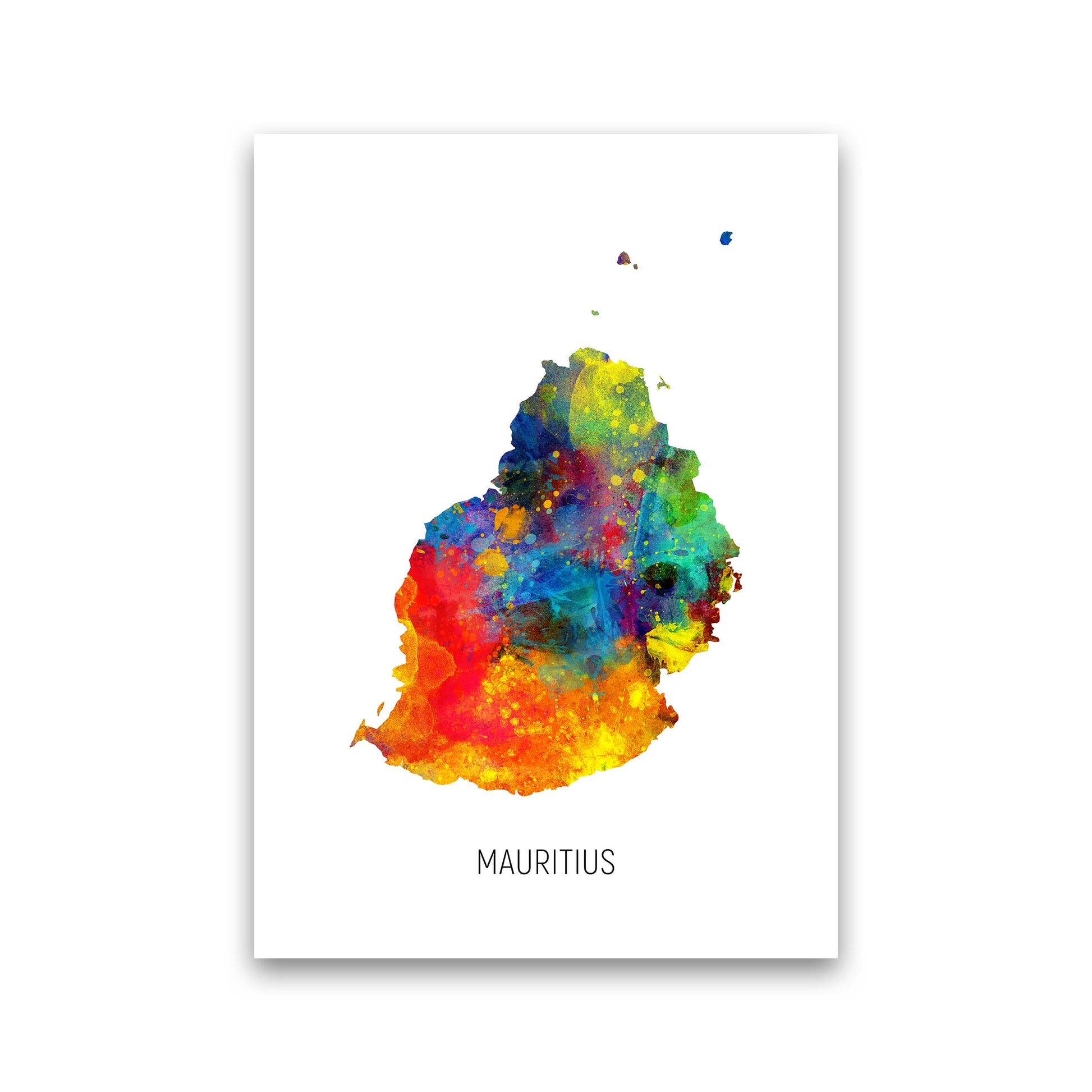 Mauritius Watercolour Map Art Print by Michael Tompsett Print Only