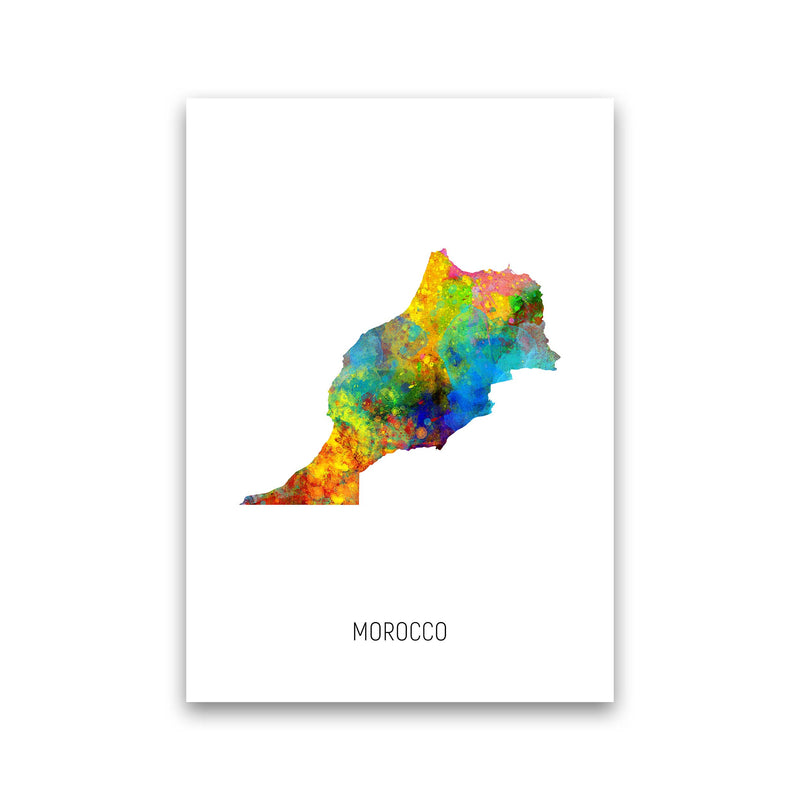 Morocco Watercolour Map Art Print by Michael Tompsett Print Only