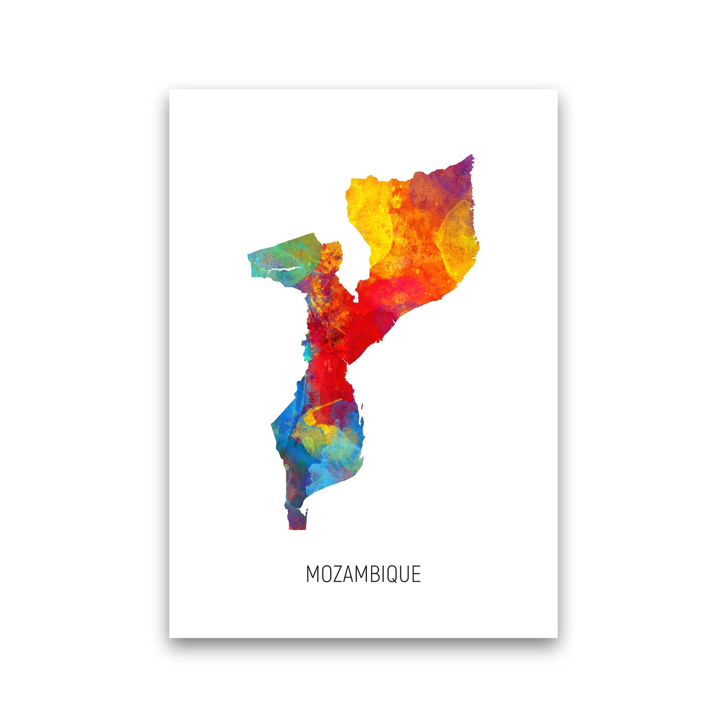 Mozambique Watercolour Map Art Print by Michael Tompsett Print Only