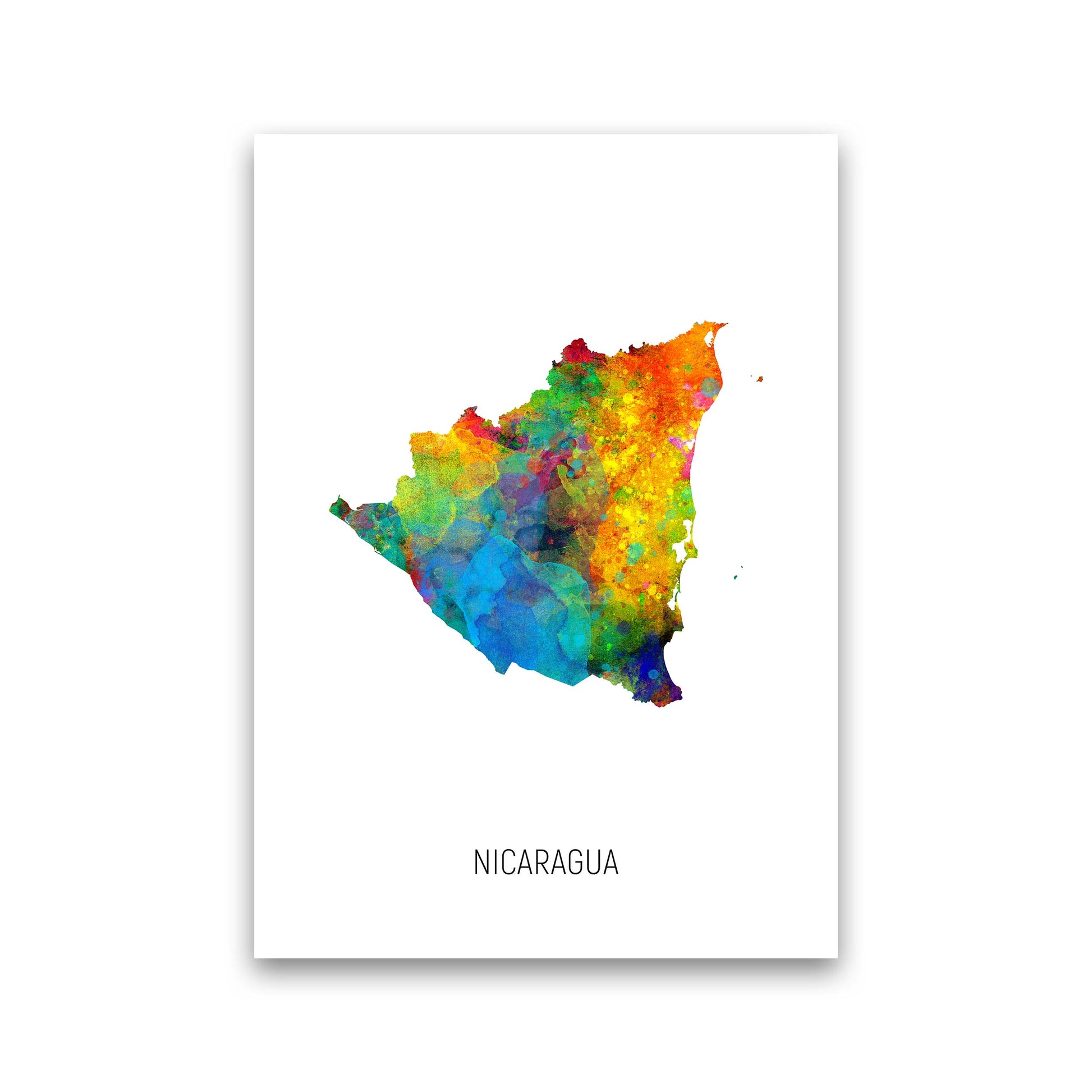 Nicaragua Watercolour Map Art Print by Michael Tompsett Print Only
