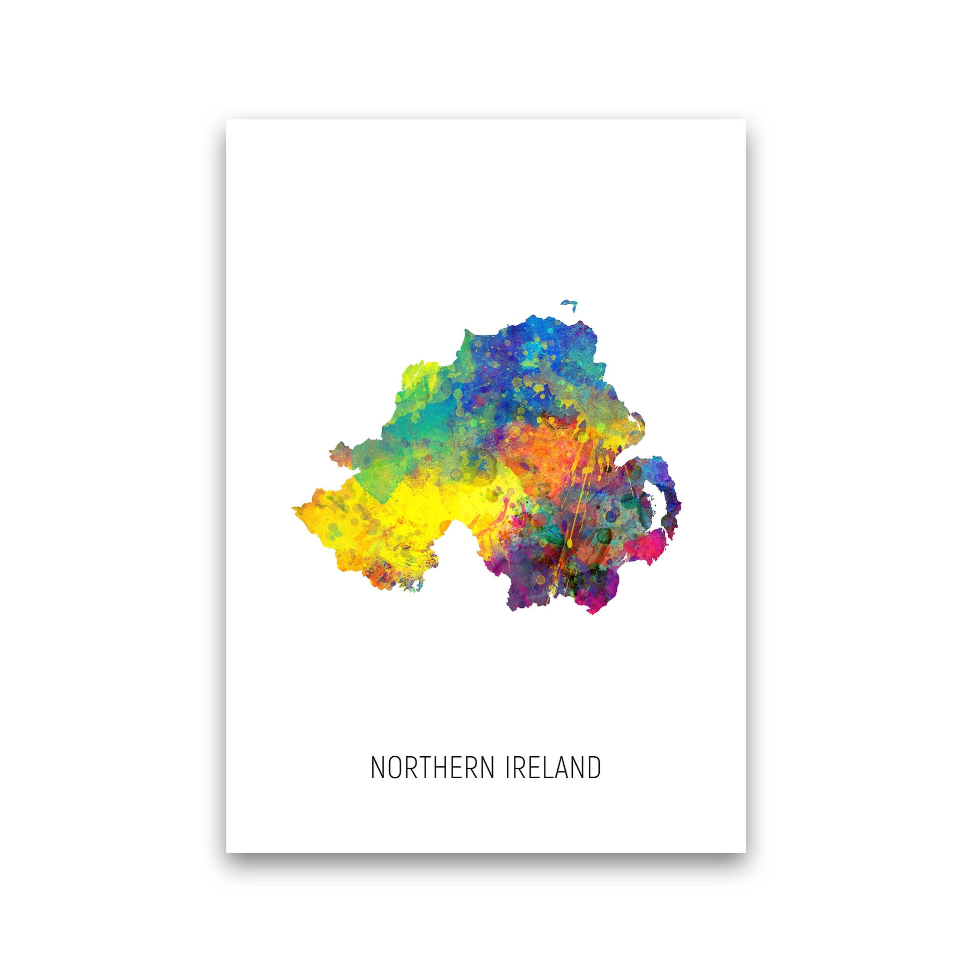 Northern Ireland Watercolour Map Print by Michael Tompsett Print Only