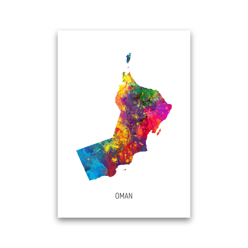 Oman Watercolour Map Art Print by Michael Tompsett Print Only
