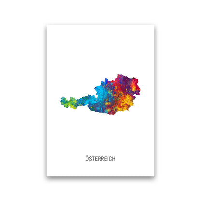 Osterreich Watercolour Map Art Print by Michael Tompsett Print Only
